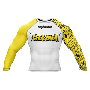 Rashguard bleu inspiré à manches longues pour homme, imprimé par sublimation, UPF50+, séchage rapide, respirant, polyester/coton, pour entraînement sportif adulte - Product Image 5
