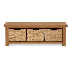 Artisan Water Hyacinth Storage <b>Bench</b> With Baskets, Wooden <b>Table</b> With Water Hyacinth Basket <b>Sets</b> Home Furniture From Vietnam - Product Image 2