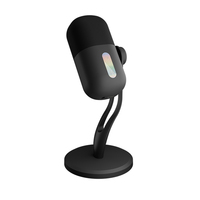 Mikrofon Kondensor dengan Lampu RGB, Mikrofon Streaming dengan Tombol Peredam Kebisingan untuk PC Gaming Podcast, 48kHz untuk ZoomTeams.