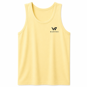 Warpro Men's <b>Yellow</b> Hooded Sleeveless <b>Tank</b> <b>Top</b> O-Neck Breathable Eco-Friendly UV Protection Street Style 100% Cotton Knitted - Product Image 5