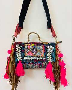 Bolso de Mano Banjara Hecho a Mano, Nuevo Diseño Bordado, Estilo Boho con Flecos, para Mujer - Product Image 2