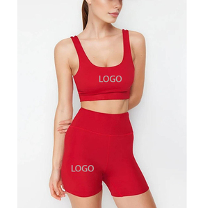 Women's Custom Seamless Breathable Gym Yoga Shorts Solid Color Elastic Waist Yoga Set For Adults Women - Product Image 1