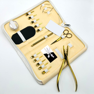 Kit d'outils pour extensions capillaires imperméables à micro-perles dorées, tenue forte, avec pinces en acier inoxydable, ciseaux, outil à boucle, Fusion CLIP Micro Loop - Product Image 2