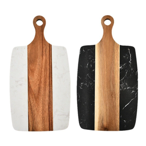 Planche à découper en bois d'acacia de haute qualité, planche à découper en marbre et en bois avec poignée - Product Image 1
