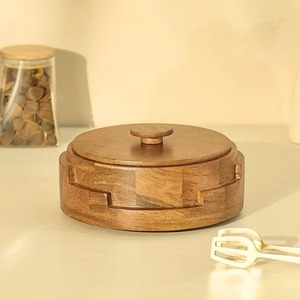 Cazuela Redonda de Madera Moderna con Tapa, Diseño Minimalista Ecológico, Tapa de Madera Hecha a Mano - Product Image 1