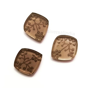 Quartz fumé naturel, forme de fleur gravée, 16 mm, pierre précieuse sculptée à la main, prix de gros, pierre sculptée en vrac pour la fabrication de bijoux - Product Image 2