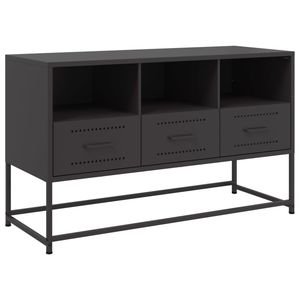 Supporto TV in acciaio nero 39.6 "x 15.4" x 23.8 "dimensioni - Product Image 2