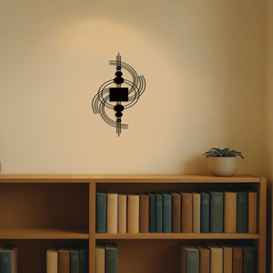 Scultura da Parete in Metallo Geometrica Moderna Fatta a Mano, Decorazione Minimalista Astratta Circolare e Quadrata per Soggiorno - Product Image 1