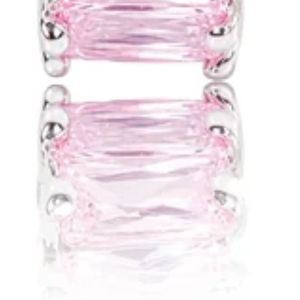 Pendentif barre en cristal rose taille baguette, breloque rectangulaire en argent, accessoire de mode pour femme, vente en gros, cadeau - Product Image 3