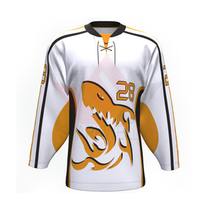 Custom Men's White <b>Green</b> Yellow Ice Hockey Jersey V Neck Full Sleeve Front Logo Quick Dry Breathable Polyester Sports Apparel - Product Image 2