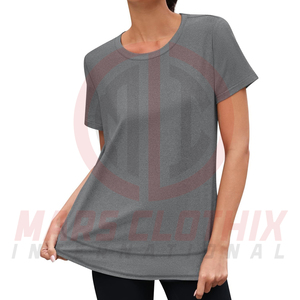 เสื้อยืดออกกำลังกายผู้หญิงทรงปกติสำหรับฤดูร้อน คอกลม แขนสั้น สวมใส่สบายๆ สำหรับออกกำลังกาย ขายส่ง - Product Image 3