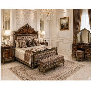 New Neapolitan Style Teak Wood Bed Set Classic Brown King Size Bed With <b>Dressing</b> <b>Table</b> Durable Bedroom Furniture Suite Australia - Product Image 1