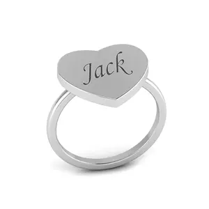 2023 Customized Personalized Name Engraving Dainty Initial Heart Trendy Simple Lightweight Best Friend Inspired Jewelry Ring