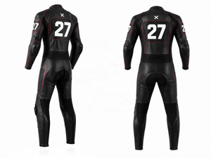 Number Panel One-Piece Leather Motorcycle <b>Suit</b> | Black Blue <b>Red</b> | OEM ODM Manufacturer | Premium Design Quality | Racing Wear - Product Image 3