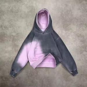 Nouveau style – Sweats à capuche vintage en molleton délavé, brodés avec logo personnalisé, sans cordon, couleurs mélangées, 100 % coton respirant pour hommes - Product Image 6