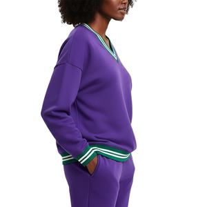 Sudadera de Mujer de Alta Calidad, Corte Holgado, Cuello en V, Tejido de Punto Acanalado, Hombros Caídos, Logotipo Personalizado, Otoño/Invierno, Estilo Universitario - Product Image 5