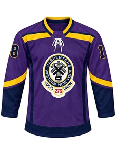 Jersey de Hockey sobre Hielo Personalizado para Hombre, Morado y Dorado, con Parche Bordado de la Unión Local de Carpinteros 276, Números Cosidos, Ropa Deportiva de Equipo para Torneos - Product Image 1