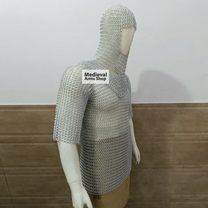 Camisa de malla de aluminio medieval con capucha de coif, armadura de anillas entrelazadas para uso adulto, cosplay, recreación histórica, armadura histórica - Product Image 2