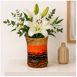 Jarrón de Flores de Madera Hecho a Mano con Esmalte Degradado, Jarrón Decorativo Moderno de Madera de Mango para la Sala de Estar, Decoración del Hogar - Product Image 5
