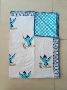 ผ้าโดฮาร์พิมพ์ลายด้วยมือแบบออร์แกนิค ลายนกสีส้ม ขอบสีเหลือง ใช้ได้ทุกฤดู ผลิตจากผ้าฝ้าย สำหรับใช้ในบ้าน สไตล์โมเดิร์น - Product Image 4