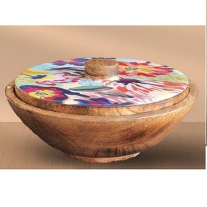 Tazón de Madera con Diseño Esmaltado, Vajilla para Restaurantes y Servicios de Catering, Accesorios para el Hogar, Tazón para Servir Ensaladas - Product Image 4