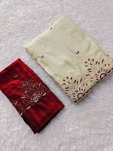 Sari royal noir brodé Rangoli avec travail de sequins multicolores et blouse de créateur, collection festive pour mariage - Product Image 4
