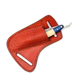 Rasoir droit traditionnel en acier Damas fait main Jexmoo pour barbiers avec étui en cuir, cadeau pour témoin de mariage - Product Image 3