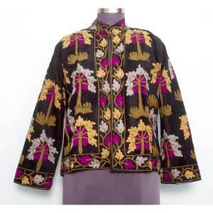 Chaqueta de algodón cotrize hecha a mano, ecológica, de estilo playero, para invierno, informal, para mujer, con cierre de botones y bordado floral. - Product Image 1