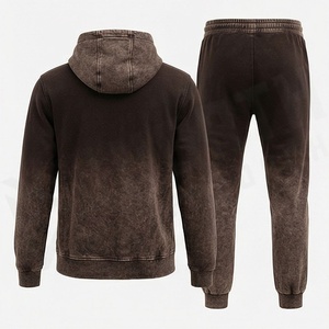Custom <b>Tech</b> Fleece Cotton Acid <b>Wash</b> Men Plus Size Winter Hooded Solid Tracksuits With Customized Color And Breathability - Product Image 2