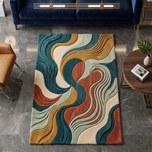 Tapis d'intérieur luxueux et artistique, moderne, tufté à la main, en peluche, pour salon, chambre à coucher, tapis décoratif doux de style nordique, pour usage intérieur - Product Image 2