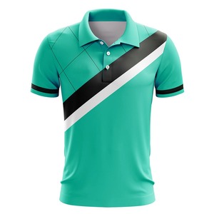 Polo personnalisé pour homme en bleu sarcelle avec rayures diagonales noires et blanches – Uniforme de coach sportif respirant, vêtements d'équipe par sublimation - Product Image 3