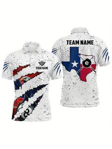Camiseta Polo Personalizada con Estampado de Billar, Camiseta de Golf Novedosa con Nombre, Número y Logotipo Impresos, Top Deportivo Informal para Hombre - Product Image 5