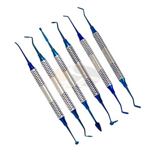 Ensemble de 6 instruments chirurgicaux orthopédiques manuels en titane doré pour composite ionomère, avec cassette bleue, haute qualité - Product Image 4