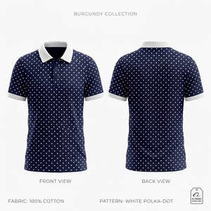 เสื้อโปโลชาย สีกรมท่า ลายจุดสีขาว แขนสั้น สวมใส่สบาย ผ้าฝ้าย 100% ระบายอากาศได้ดี ทรงปกติ ลายพิมพ์ดิจิทัล - Product Image 1