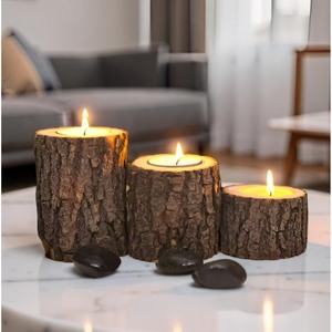 Supports de bougies chauffe-plat en bois très demandés, forme cylindrique, faits à la main, écologiques, décoration d'intérieur - Product Image 1