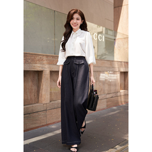 Women's Elegant Lace Trim Peter Pan Collar Long Sleeve Cotton Polyester Shirt Summer Casual Office Soft Comfortable IVY - Product Image 2