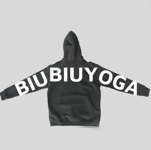 Sweat à capuche noir épais 480 GSM en molleton lourd, impression intégrale au dos, unisexe, streetwear, pull-over, logo personnalisé, sweat à capuche uni de qualité supérieure - Product Image 2