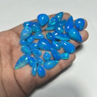 Ópalo Welo Natural Genuino, Corte Pera, Calidad Súper Fina, Multicolor, con Destello Azul Pryba, Tratado con Humo, Gemas Hasnain para Joyería