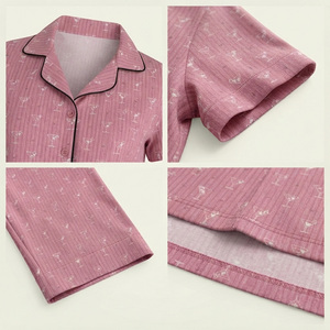 Conjunto de Pijama para Mujer, Talla Grande, Azul Marino, 100% Algodón Satinado, Ecológico, Transpirable, de Secado Rápido, Manga Larga, Cuello en V, Cintura Elástica - Product Image 5