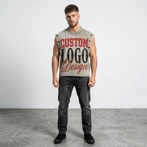 Glory Customised Acid Wash <b>Distressed</b> Printed Tank <b>Top</b> New Trendy Street Wear Style For Unisex Heavyweight Boxy Fit - Product Image 4