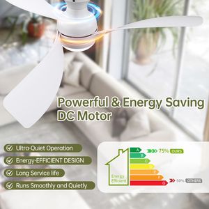 Ventilatore da soffitto LED dimmerabile da 52 pollici con luce e telecomando, 3 pale bianche in ABS per camera da letto, soggiorno, cucina, motore DC - Product Image 5