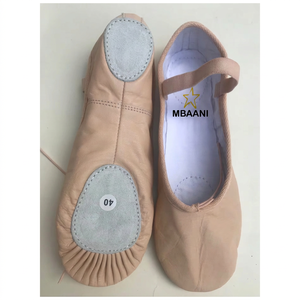 Zapatos de Ballet Suaves MBAANI, Parte Superior de Cuero Genuino, Calzado Plano para Entrenamiento de Danza, Talla 12 para Niñas - Product Image 3
