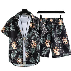 Men's 2 Piece Breathable Knitted Casual Short Sleeve Button <b>Down</b> Shirt Beach Summer Loose <b>Pant</b> Sets Men's - Product Image 5