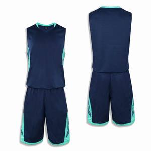 Conjunto de Camiseta de Baloncesto Azul Marino Unisex, Camiseta sin Mangas, Pantalones Cortos, Absorbente de Humedad, Cintura Elástica, Color Sólido, Estampado Sublimado - Product Image 1