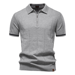 Mens Brown for Shirt Short Sleeve Half Zip Collar Casual Regular Fit Soft Comfortable Everyday Summer Wear <b>Top</b> Front - Product Image 5