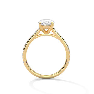 Anillo de compromiso con diamante cultivado en laboratorio, corte redondo, pavé tipo catedral, en oro rosa – Anillo de diamante solitario para propuesta de matrimonio para mujer - Product Image 1