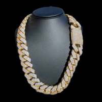 Chaîne maille cubaine Miami 20 mm en or 10K plaqué rhodium, sertie de moissanite, style hip-hop tendance unisexe, cadeau design – RB Gems