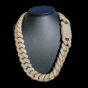 Cadena Cubana Miami de 20 mm con Incrustaciones de Moissanita, Chapada en Oro de 10K y Rodio, Diseño Moderno para Regalo Hip-Hop, Marca RB Gems - Product Image 5