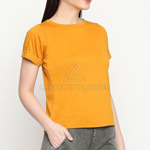 เสื้อยืดทรงเข้ารูปสีพื้นแขนสั้นสั่งทำพิเศษ คุณภาพดีที่สุด เสื้อยืดผู้หญิงสำหรับขายออนไลน์ - Product Image 2