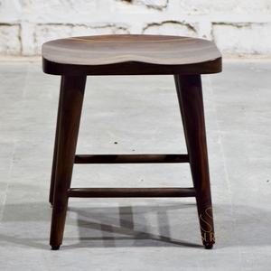 Farmhouse Style <b>Wooden</b> Backless <b>Stool</b> with Curved Seat and Fabric Upholstery Minimalist Design for Home Kitchen Dining - Product Image 2